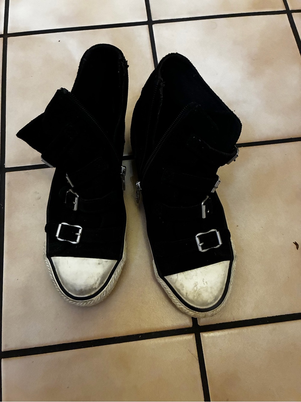 Vintage ASH Black Multi-Buckle High Top Sneakers Y2K Punk Size